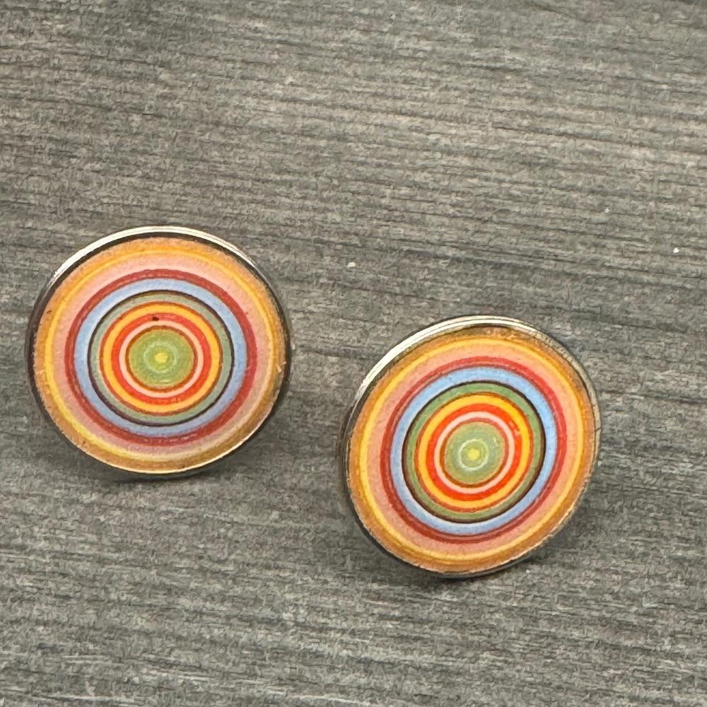 Unbranded Cufflinks Mens OS Multicolor Excellent Vintage Target Circle Retro‎